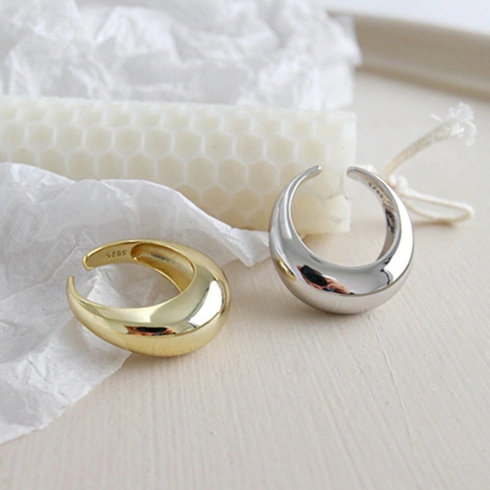*NEW Gold/Sterling Silver Curve Adjustable Ring